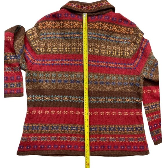 Vintage TIARA INTERNATIONAL Women's Zip Sweater Large Nordic Tribal Red Multi - Picture 10 of 14